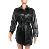 PU Deri Kısa Siyah Elbise Kadın Giysileri Vintage İlkbahar Sonbahar Bayanlar Moda Rahat Vestidos 210427