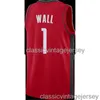 John Wall # 1 Red 75th Anniversary Swingman Icon Jersey cosido Hombres Mujeres Jóvenes XS-6XL Camisetas de baloncesto