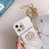 Designer cell Phone Cases Fashion for 14pro max Brand Luxury 2c For All Iphone 13 12 Pro Case Diamond Lozenge Bag Protect with chain crossbody CYG24032606-5