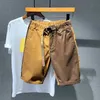 Män grå rippade denim shorts sommarhål svart korta jeans högkvalitativa mjuka bomullstretska jean kort knä längd jeans 210720