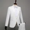 Men Prom Suits Shawl Lapel White Black Formal Suit Evening Party Show Performance Wedding Singer Stage Wear Tuxedo Dress Coat X0909