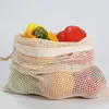 Bolsas de almacenamiento Bolsa de la compra Reutilizable Gran capacidad Algodón Fruta Vegetal Produce Malla Tote para el hogar al aire libre