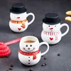 Mugs 9 Kinds Of Creative Ceramic Coffee Mug Christmas Cartoon Snowman Water Cup With Lid Home Bottle Year 2022 Gifts251T