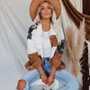 Kadınlar için kadın Ceketler 2021 Denim Kadife Kamuflaj Dikiş Ceket Turn-Dowm Yaka Vintage Cowgirl Coats Chaqueta Mujer