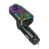 F8 Transmetteur FM à angle réglable Chargeurs de voiture BT5.0 Kit de lumière d'ambiance Modulateur Récepteur audio mains libres sans fil Rainbow LED avec boîte de vente au détail Lecteur MP3