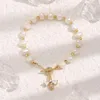 Beaded, Strands Women Bracelet Pearl Gold Color Chain Natural Beaded Bee Pendant Simple To Send Friends Surprise Gifts