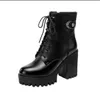 Women Boots Black Platform Shoes Lady Womens 8cm 10cm Boot Leather Shoe Trainers Sports Sneakers Size 35-43 06