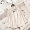 HSA Women Korean Style Solid Blouse and Turn Down Collar Button Up Loose Spring Outwear Female Cotton Shirts 210417