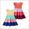 Girls Dresses Baby & Kids Clothing Baby, Maternity Clothes Ruffle Sleeve Dress Children Rainbow Stripe Princess Summer Boutique Fashion Z493