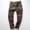 Véritable 2021 hommes en cuir pantalons longs coupe ajustée moto hommes Vintage vache pantalon mâle motard décontracté