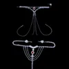 Ontwerp strass niet piercing nippel beha en string set voor vrouwen luxe kristal buik taille ketting lichaam sieraden