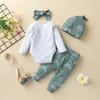 kids Clothing Sets girls outfits infant toddler Rainbow print letter Tops+pants+Bow Headband+hats 4pcs/set Spring Autumn fashion baby Clothes