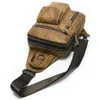 Genuine leather men's crossbody bag high quality cowhide chest casual messenger vertical shoulder small bags 1141