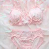 NXY sexy setLolita Women's Cute Milk Ruffle Anime Print Bra & Panties Lingerie Set Japanese Girl s Briefs Underwear Lovely Pink 1128