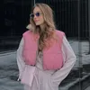 Dolce donna gilet corto piumino cappotti primavera vintage donna carino gilet rosa giacche streetwear donna chic ragazze 210430