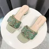 Zomerslippers Outdoor Web Celebrity Mooie Diamond Bow Chunk Heel Fairy Style Lage sandalen met flip-flops