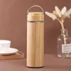 450 ml Bambu Termos Paslanmaz Çelik Su Şişesi Tumblers Ev Ofis için Taşınabilir Vakum Şişesi Kahve Fincanı