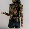 Herfst winter glanzende blouse Europese kleding mode sexy luipaard patchwork print vrouwen allemaal match shirt ropa mujer tops t08605L 210401