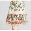 Великолепная цветочная вышивка вылапывает тонкие оборками женщин элегантные бабочки рукава о-образных вырезов вечеринка летнее платье сетки Vestidos 210416