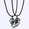 Pendant Necklaces 2PCS 100 Languages I Love You Projection Magnetic Couple Necklace Heart Shape Jewelry Lover Gifts