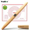 Walfos Franse Rolling Pin en Silicone Gebak Mat Set Beech Hout Rolling Pin 18 inch voor Pie Crost Cookie Pasta Pizza Doug 211008