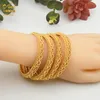 ANIID 4PCS / SET 24K Dubai Bracelet en bracelet en or Gold pour femmes éthiopie arabe africain Dubaï Indian Wedding Bride Jewelry Gift 220702