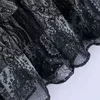 Vintage femme noir volants transparent en mousseline de soie Mini robe printemps mode dames col en V robes femme imprimer 210515