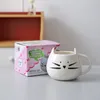 500 ml Söt svart vit kattmugg keramisk par kopp mjölk kaffekoppar hushållskontor muggar för födelsedagspresent263g
