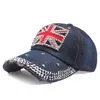 British Flag Baseball Cap för män Kvinnor Cotton Snapback Hat Unisex Rhinestone Bling UK Hip Hop Caps Gorras Casquette