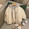 Mode baby flicka pojke pu läder jacka huva vinter spädbarn toddler barn läder coat mode chaqueta tjocka kläder 1-10y 211023