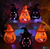 Halloween Portable LED Dynia i czaszki Latarnie Double-Side Hollow Jack-O-Lantern LED Halloween Flame Lights do Halloween Party Party Porch Yard Bar