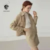 Fansilanen Wool Blend Casual Sets de traje de dos piezas Mujeres Oficina de invierno Oficina Oficina Elegante Falda y Set Top Sets Femeninas 211119