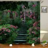 Landelijke idyllische bloemen Europese tuin douchegordijn badkamer waterdicht 3D bedrukte badgordijnen met 12 haken polyester doek 211115