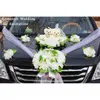 Décoration de voiture de mariage fleurs en soie avec ours voiture de mariage fausses fleurs roses guirlande décoration centres de table de mariage couronne SH190921230619