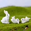 Decorative Objects White Rabbit Family Easter Bunny Doll Ornament Toy Miniature Animals Accessory Fairy Garden Decoration Moss Micro Landscape Material ZWL416