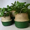 S/M/L/XL Folding Handmade Woven Flower Pot Planter Seagrass Stylish Storage Basket Garden Baskets Office Home Decoration 211130