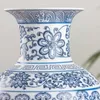 Vaso in ceramica senza smalto blu e bianco in porcellana ad incastro design Lotus Decorazione domestica Vasi di fiori Jingdezhen264r