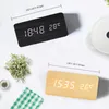 Outros relógios Acessórios Despertador LED Wooden Watch Table Controle de voz Digital Snooze Temperatura Despertador Wood Desktop Display Q6T8