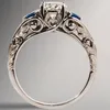 925 Argento Bianco Blu Imitazione Zaffiro Anello Proposta di Matrimonio Gioielli di Fidanzamento LXH