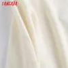 Tangada vrouwen mode elegante beige gebreide trui jumper o hals vrouw oversize truien chique tops 6D24 210918