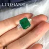 Luomansi 100 925 Sterling Silver Fashion Emerald Square Diamond Ring Sparklining Hochzeitsfeier Frau Schmuck Cluster Ringe 78935701843095