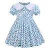 Bebek Kız Yaka Kısa Kollu Çiçek Prenses Elbise Moda Baskılı Elbiseler Çocuk Tasarımcıları Giyim Çocuk Butik Giyim