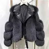 Women Faux Fur Coat with Fur Winter Fashion Motocycle Style Luxury Fur Leather Jackets Woman Trendy Overcoats 210817