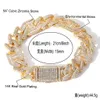 NEW14K Real Gold Plating CZ Iced Out Miami Cuban Link Chain Armband Mode Hip Hop 15mm Mens Zircon Chain Bracelet Joyas Rock Punk Party Presenter för män och kvinnor