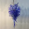 Flower Design Crystal Chandeliers Lamp Blue Art Chandelier Lighting Fixture Italy Handmade Blown Glass Pendant Light 20 by 32 Inches
