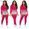 Women Tracksuit Two Piece Set Designer Solid Gradient Long Sleeve Pencil Pants Leggings Outfits Ladies Casual Sportswear 9 Colours