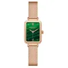 Retro Green Dial Vackra Womens Watch Quartz Stundents Watches Net Steel Belt och äkta läderrem Speicial Design Delicate215k