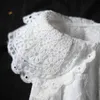 Johnature Women Белая винтажная вышивка цветочные рубашки и вершины весна Питер Pan Woll Courty Mori девушка сладкие рубашки 210521