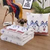 Pillow Blanket Polyester Warm Cartoon Deer Foldable Patchwork Quilt Blanket Printed for Home Office Car Throw Pillow-Cushion