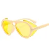 Lunettes de soleil surdimensionnées jaune pilote femmes 2024 lunettes de soleil hommes mode vintage grand cadre nuances UV400 Steampunk